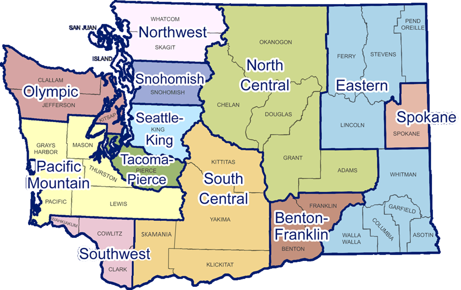 Graphic - State of Washington by Region and County
